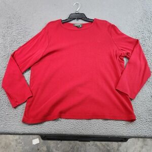 Lauren Ralph Lauren Shirt Womens 2X Red Long Sleeve Crewneck Cotton Basic Top